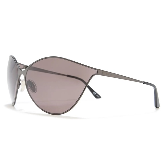 BALENCIAGA Gunmetal Grey 77mm Oversized Shield Sunglasses BB0137S - Picture 2 of 4